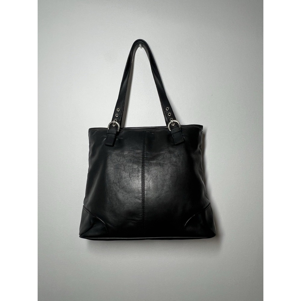 Jaclyn Smith Black Leather Shoulder Bag 90s Y2K Style W/Adj Straps 9.5 x 12 x 5